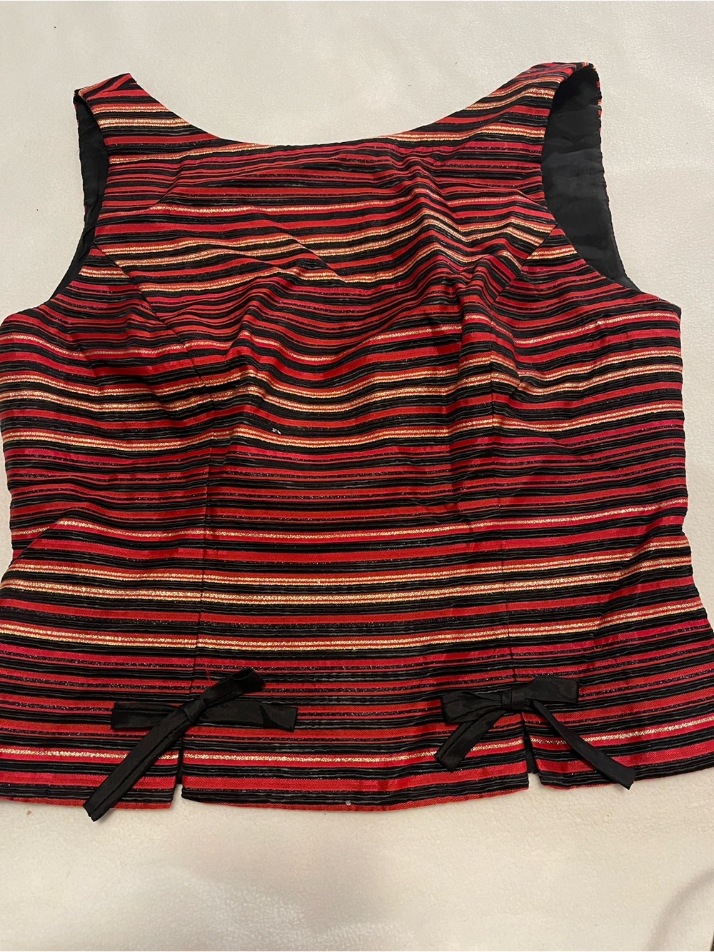 JS Collections Red Black and Gold Striped Sleeveless Camisole Top
